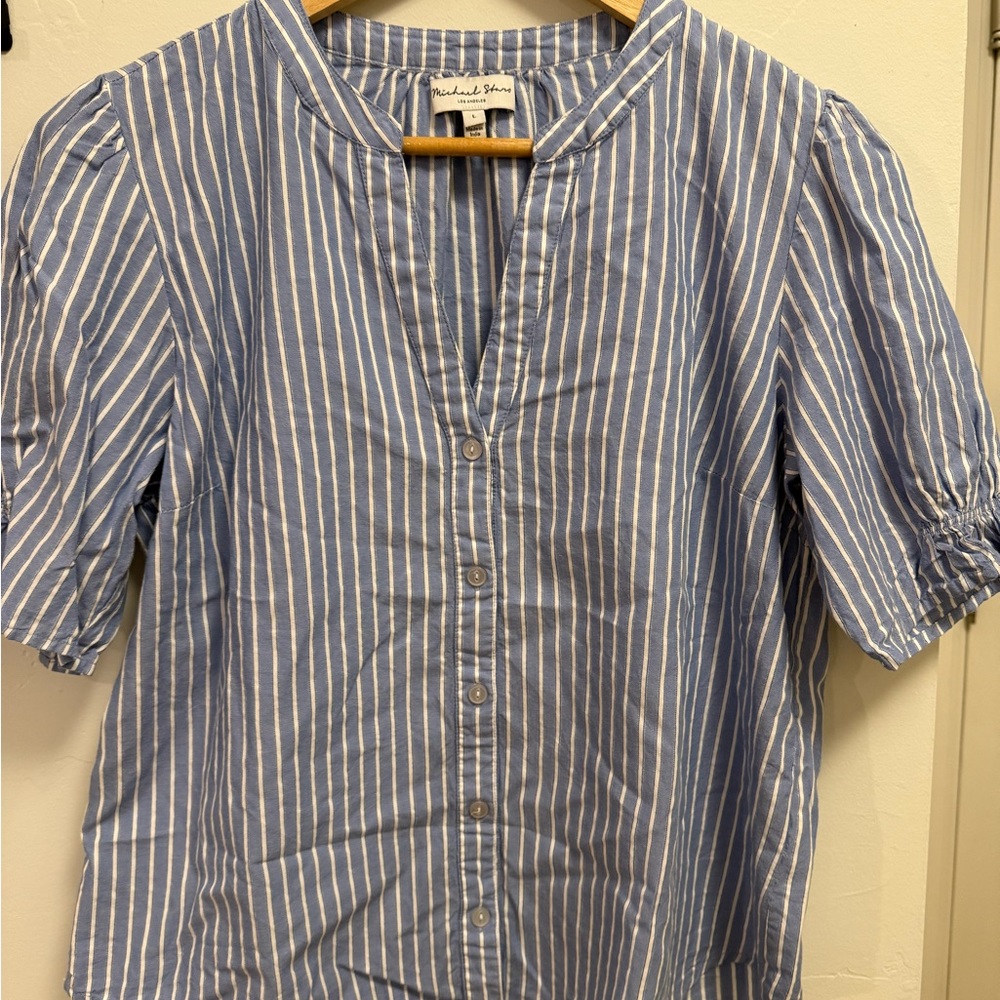 Michael Stars Striped Blue and White Blouse